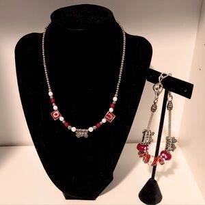 Elegant Oklahoma University OU Sooners Jewelry Set - Earrings And Necklace